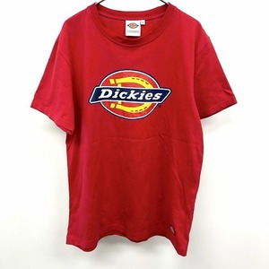 Dickies ディッキーズ L メンズ Tシャツ カットソー ロゴプリント 丸首 半袖 ショートスリーブ ボックスカット 綿100% コットン レッド 赤