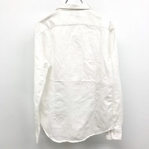 SHIPS シップス S メンズ シャツ オープンカラー ボーダー ポケット無し フレンチフロント 長袖 ロングテール 日本製 綿100% ホワイト 白_画像2