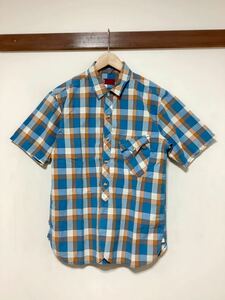 さ872 Levi's リーバイス チェック 半袖シャツ L ブルー