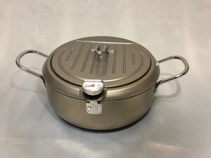 楽々天ぷら鍋 鉄製 温度計付 揚げ鍋24cm バット蓋付 シルバー