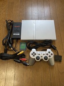 ★動作保証 薄型プレイステーション2/PS2 SCPH-75000 シルバー 送料無料セット (ディスク円周傷対策、内蔵電池交換、内部メンテナンス済み)