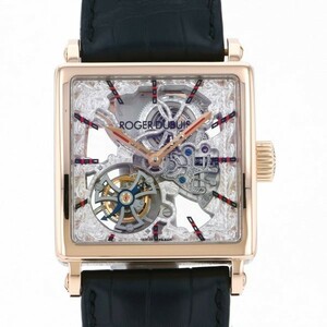 ロジェ・デュブイ ROGER DUBUIS ゴールデンスクエア トゥールビヨン 世界限定28本 G40-GS-RG-S シルバー文字盤 中古 腕時計 メンズ
