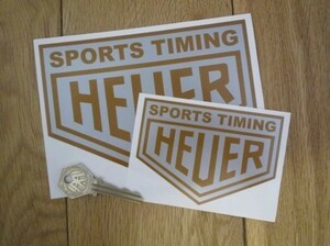 ◆送料無料◆ 海外 Sports Timing Heuer Silver & Gold タグホイヤー 150mm 2枚セット ステッカー