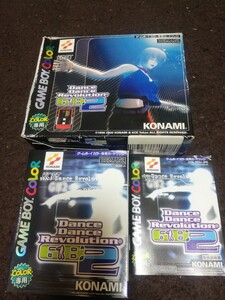 ゲームボーイカラー ダンスダンスレボルーションの指コントローラとカートリッジの外箱+取扱説明書です。(本体はありません)