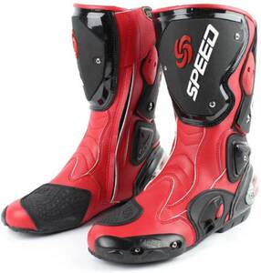 バイク用ブーツ バイク靴 レーシングブーツ PRO SPEED バイク用レーシングブーツ オートバイ靴 （27-27.5cm）44サイズ レッド