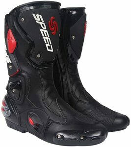 バイク用ブーツ バイク靴 レーシングブーツ PRO SPEED バイク用レーシングブーツ オートバイ靴 （27-27.5cm）44サイズ ブラック