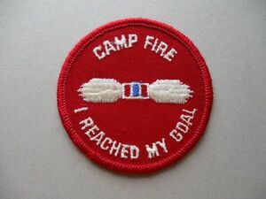 70s キャンプ ファイヤー 名言『CAMP FIRE I REACHED MY GOAL』ワッペン刺繍/ソロキャンプCAMP釣り自然アウトドア アップリケV160