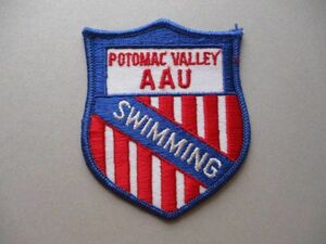 80s POTOMAC VALLEY AAU SWIMMING水泳 ビンテージ刺繍ワッペン/USA星条旗スイミング競泳スポーツ五輪アップリケ運動パッチ V160