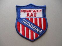 80s POTOMAC VALLEY AAU SWIMMING水泳 ビンテージ刺繍ワッペン/USA星条旗スイミング競泳スポーツ五輪アップリケ運動パッチ V160_画像1