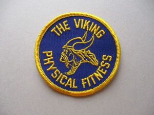 70s THE VIKING PHYSICAL FITNESS刺繍ワッペン/バイキングUSAビンテージ フィジカルフィットネス体力スポーツ海賊アップリケ運動パッチV160