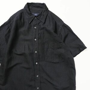 00's ギャップ GAP リネン×レーヨン 半袖シャツ(S) 濃紺 ネイビー 00年代 旧タグ オールド