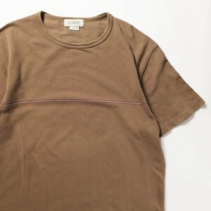 90's 00's Jクルー J.CREW チェスト ボーダー コットン Tシャツ 半袖 (L) 茶 鹿の子 無地 90年代 00年代 旧タグ オールド