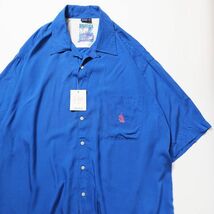 デッドストック 90's ノーティカ NAUTICA オープンカラー レーヨンシャツ (XL) 青 ボックスシャツ 90年代 オールド 旧タグ ビッグサイズ_画像1