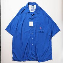 デッドストック 90's ノーティカ NAUTICA オープンカラー レーヨンシャツ (XL) 青 ボックスシャツ 90年代 オールド 旧タグ ビッグサイズ_画像2
