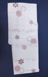お仕立て上がり　洗えるきもの　袷　薄ピンク　花柄　Lサイズ　(レターパック不可）01215