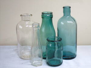古いガラス瓶　5本セット　昭和レトロ