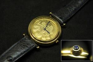  lady's wristwatch [K18 K24 gold coin we n gold coin is - moni - pure gold ]