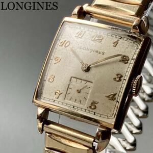 【動作良好】ロンジン アンティーク 腕時計 1940年代 手巻き メンズ LONGINES ケース径25㎜ ビンテージ ウォッチ 男性 スクエア cal.10L