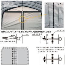 パイプ倉庫間口3.2ｍ奥行6.0ｍ高さ3.0ｍ5.8坪 太パイプ/ハイルーフ埋め込み式テント倉庫トラクターGR-192H【法人様宛/配達店止め送料無料】_画像3