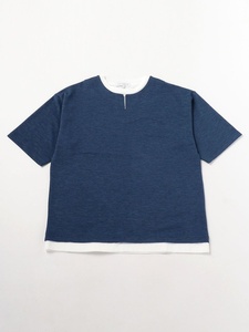 新品♪UNITED ARROWS ＜A DAY IN THE LIFE＞♪メランジ フェイクレイヤード キーネックカットソー♪個性的に♪♪XLサイズ♪カラー：ROYAL♪