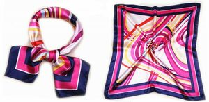 かわいいシルク調スカーフ（3枚セット）中判 60cm正方形スカーフリボン　事務服 企業制服スカーフ 人気柄スカーフ (NO.11000092）