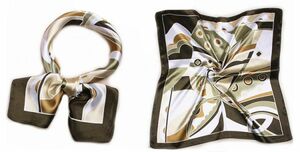 かわいいシルク調スカーフ（3枚セット）中判 60cm正方形スカーフリボン　事務服 企業制服スカーフ 人気柄スカーフ (NO.1100001）