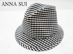 美品◇ANNA SUI◇アナスイ◇中折れハット◇チェック柄◇帽子◇HAT◇ポリエステル◇レディース◇女性◇オールシーズン