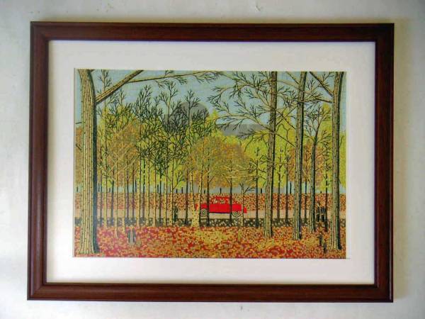 ◆Kiyoshi Yamashita Jingu Gaien, Autumn Art Print, Framed, Buy Now◆, Artwork, Painting, Collage, Paper cutting
