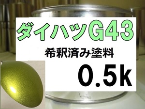 ◆ ダイハツG43　塗料　イエローグリーンマイカM　クー　希釈済　カラーナンバー　カラーコード