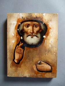 Art hand Auction Superb item, Manifestation of holiness, 19th-20th century early Bulgari icon, Saint Nicholas, Santa Claus, saint, Eastern Orthodox, Byzantine Christianity, tempera painting, hand-painted, Painting, Oil painting, Religious paintings