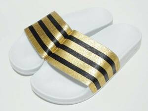 adidas ADILETTE W サンダル 白 金 ゴールド 22.5cm アディダス レディース オリジナルス アディレッタ レザー イタリア製