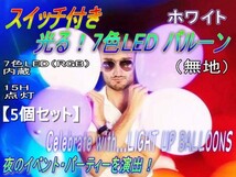 0283★スイッチ付！ホワイトLEDバルーン（LEDで光る風船）５個セット-無地-2_画像1