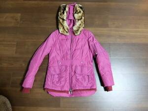 DAZZLE Italy design real fur hood pink down XS