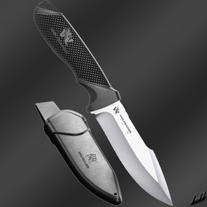 【１枚の鋼材で作られた完全フルタング構造】 シースナイフ 狩猟刃 440Cスチール 安全グリップ ケース付き キャンプ アウトドア DIY