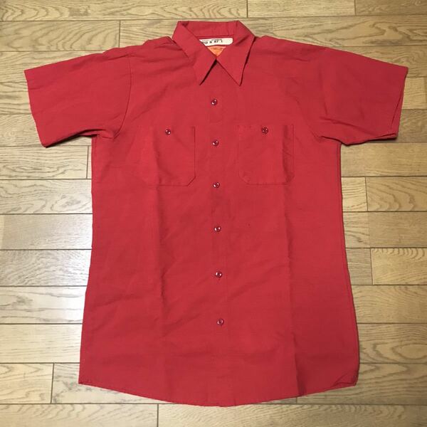 RED KAP MEN’S SHORT SLEEVE WORK SHIRTS (MADE IN USA) size-M(着丈80身幅55) 中古(美品) 送料無料 NCNR