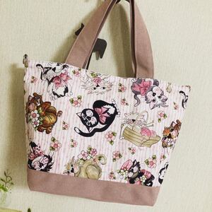 ロラライハリス 猫柄 ハンドメイドトートバッグ