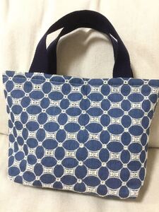 ☆ハンドメイド ランチバック ミニトートバック サブバック お散歩バッグ デニム刺繍柄 手作り☆