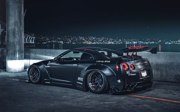Nissan GT-R R35 Liberty Walk Nissan Painting-style Wallpaper Poster Wide Version 603 x 376 mm (Removable Sticker Type) 031W2, Automobile related goods, By car manufacturer, Nissan