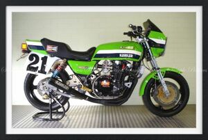 カワサキ KZ1000S Z1000S1 ローソン 1982年 スーパーバイク 【額縁印刷】 新素材壁紙ポスター 603×402mm （はがせるシール式） 001SGF2