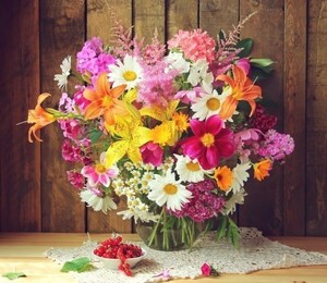  bouquet alstroemeria camomile flower arrange flower bouquet picture manner wallpaper poster 594×514mm is ... seal type 001S2