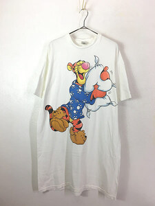 レディース 古着 90s USA製 Disney くまのプーさん ティガー キャラクター Tシャツ ワンピース ひざ丈 XL位 古着