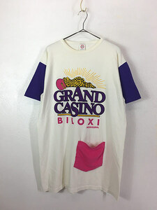 レディース 古着 80s USA製 「GRAND CASINO」 カジノ パッチ ポケット Tシャツ ワンピース ショート丈 L位 古着