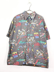 古着 90s Hawaii製 Reyn spooner バカンス 裏地使い アロハ ハワイアン シャツ XL 古着