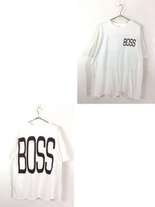 古着 90s BOSS 両面 BIG ロゴ 100%コットン Tシャツ XL位 古着