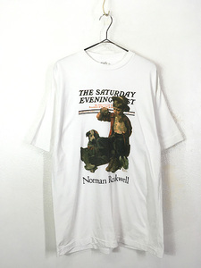 古着 90s Canada製 Norman Rockwell 「Bedside Manner」 アート Tシャツ M 古着