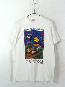 古着 90s USA製 Human-i-Tees 熱帯魚 おさかな Tシャツ L 古着