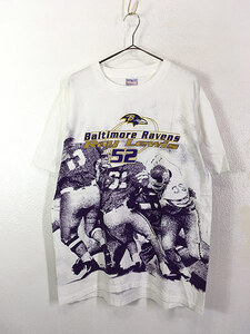 古着 90s NFL Baltimore Ravens レイブンズ オールオーバー Tシャツ L 古着