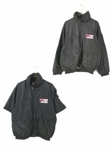 レディース 古着 90s FILA ロゴ 刺しゅう レザー ワッペン 2way ナイロン ジャケット L位 古着