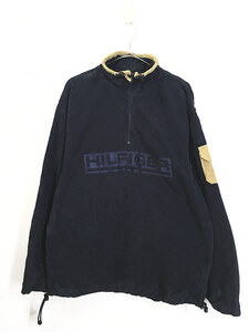 「Deadstock」 古着 90s TOMMY HILFIGER ロゴ 刺しゅう ハーフジップ フリース ジャケット M 古着