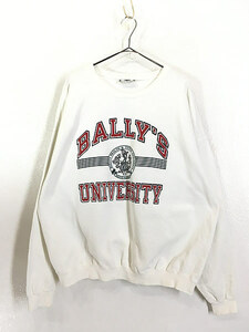 古着 90s USA製 「BALLY'S UNIVERSITY」 3段 カレッジ ヘビー スウェット トレーナー XL 古着